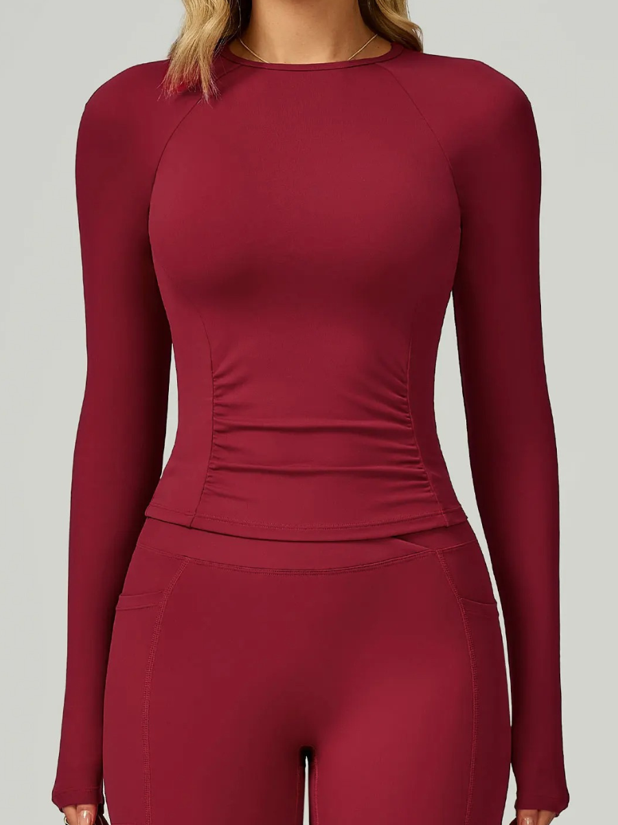 Tee Shirt Yoga Manche Longue Femme - rouge / S