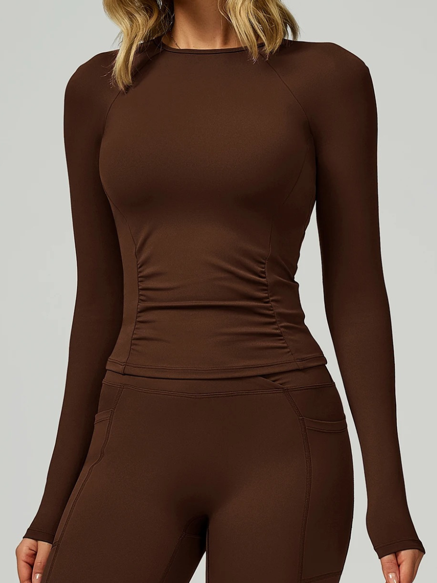 Tee Shirt Yoga Manche Longue Femme - marron / S