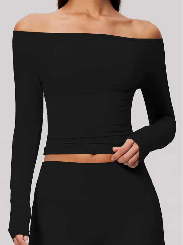 Top Yoga Col Bateau - noir / S