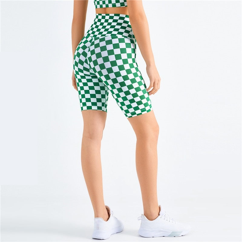 Short Yoga Carreaux - Vert / S