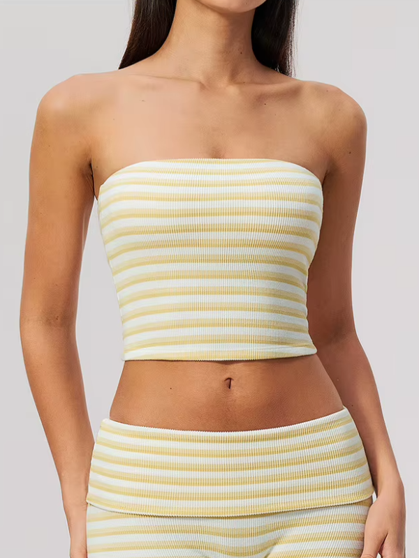 Bandeau Yoga Rayé - jaune clair / S