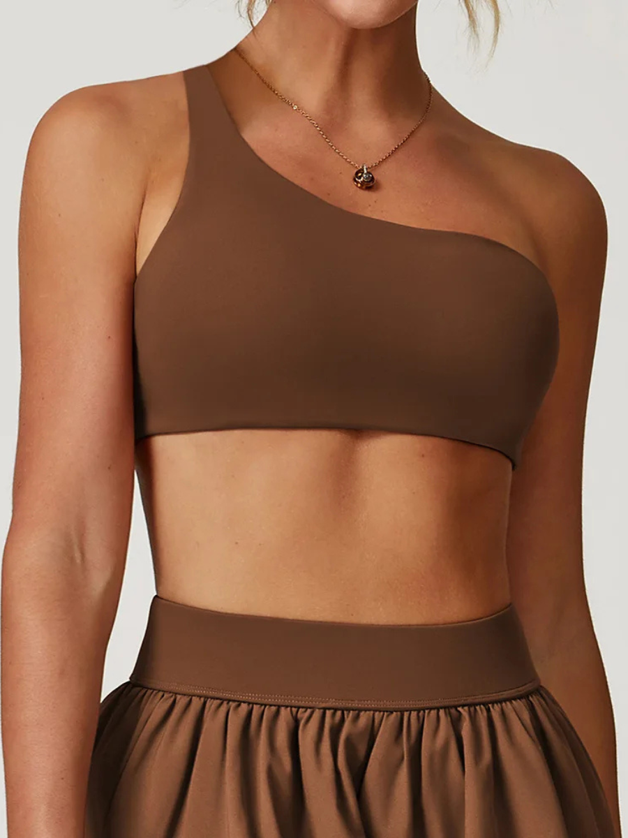 Brassière Sport Asymétrique - marron / S