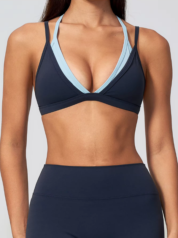 Brassière Sport Bicolore - bleu marine / S