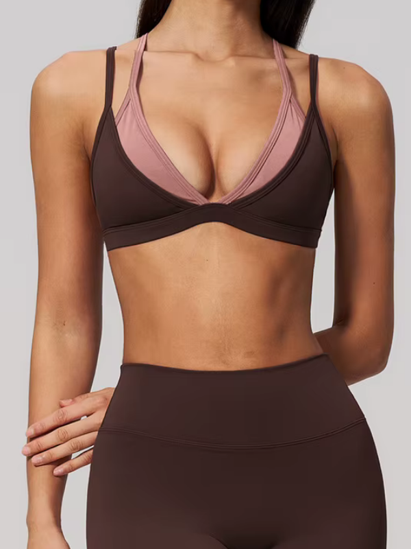 Brassière Sport Bicolore - marron foncé 2 / S