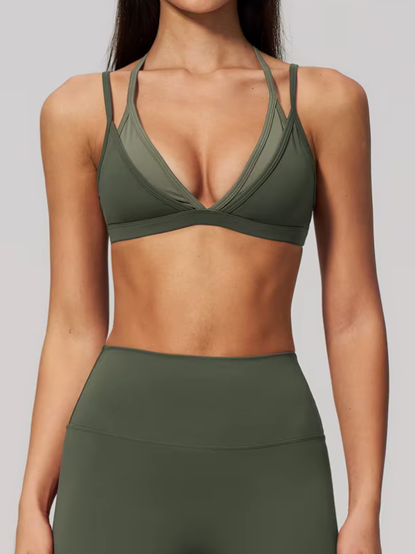 Brassière Sport Bicolore - vert militaire / S
