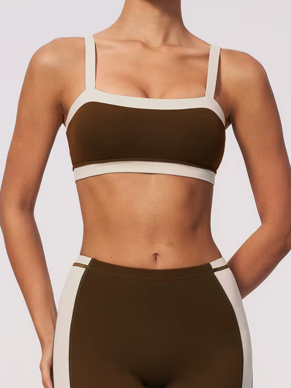 Brassière Yoga Contrastée - marron foncé / S