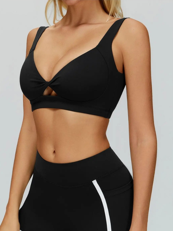 Brassière Yoga Décolleté Torsadé - noir / S