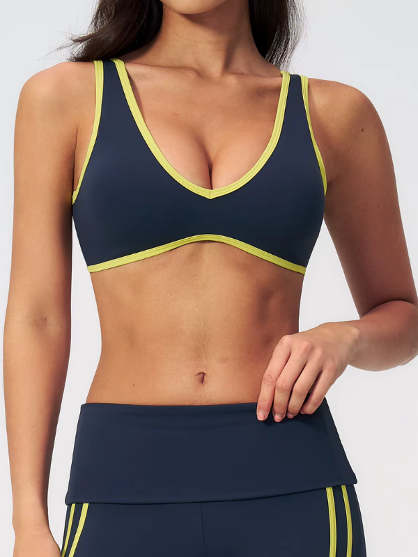 Brassière Yoga Décolleté V - bleu marine / S