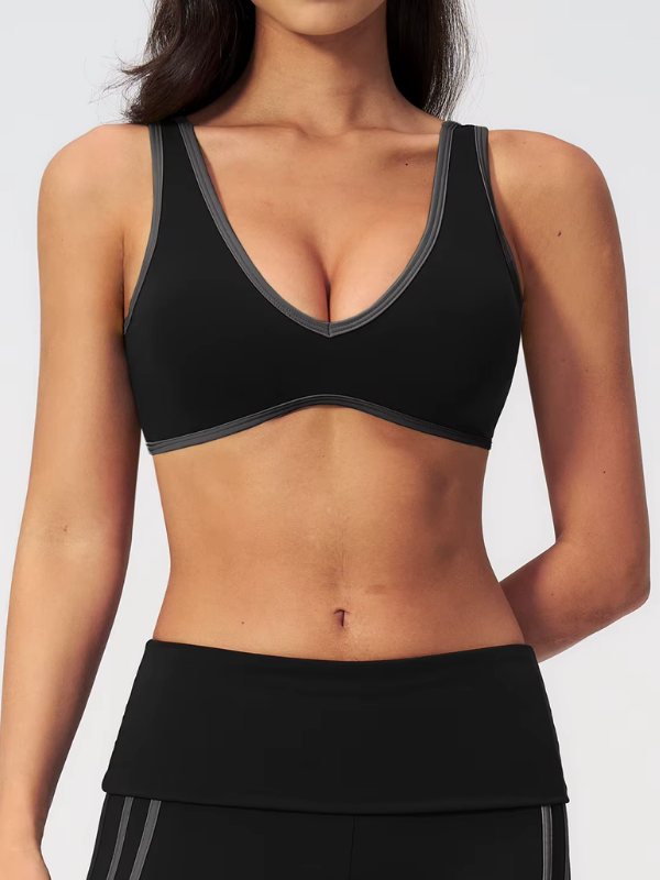 Brassière Yoga Décolleté V - noir / S