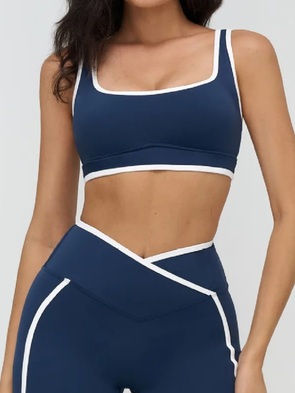 Brassière Yoga Doubles Bretelles - bleu marine / S