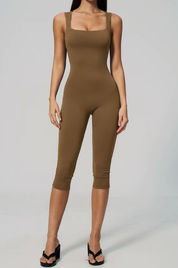 Combinaison Yoga Pantacourt - caramel / S
