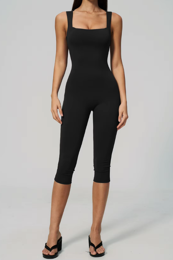 Combinaison Yoga Pantacourt - noir / S