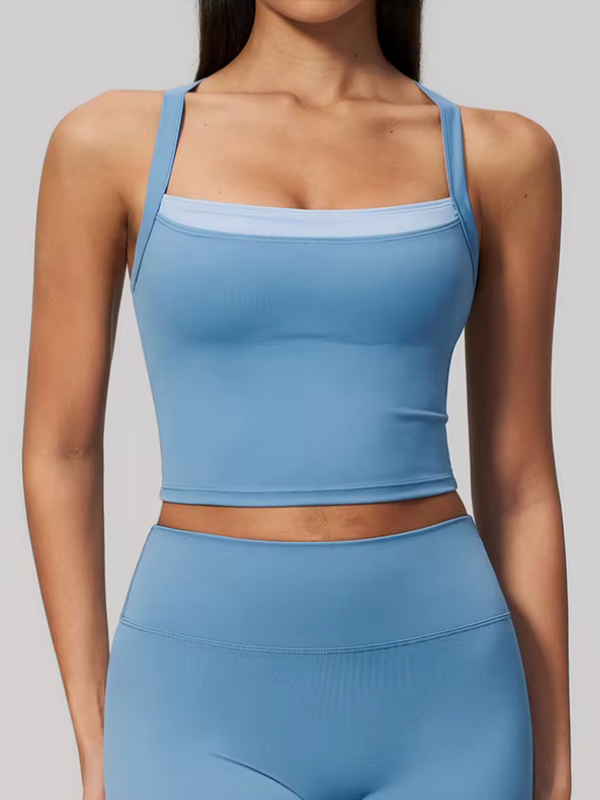 Débardeur Yoga Bicolore - bleu clair / S