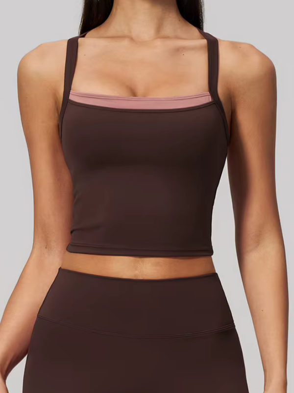 Débardeur Yoga Bicolore - marron foncé 2 / S