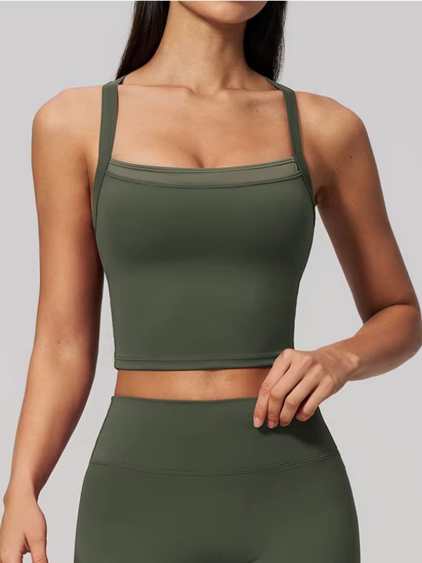Débardeur Yoga Bicolore - vert militaire / S