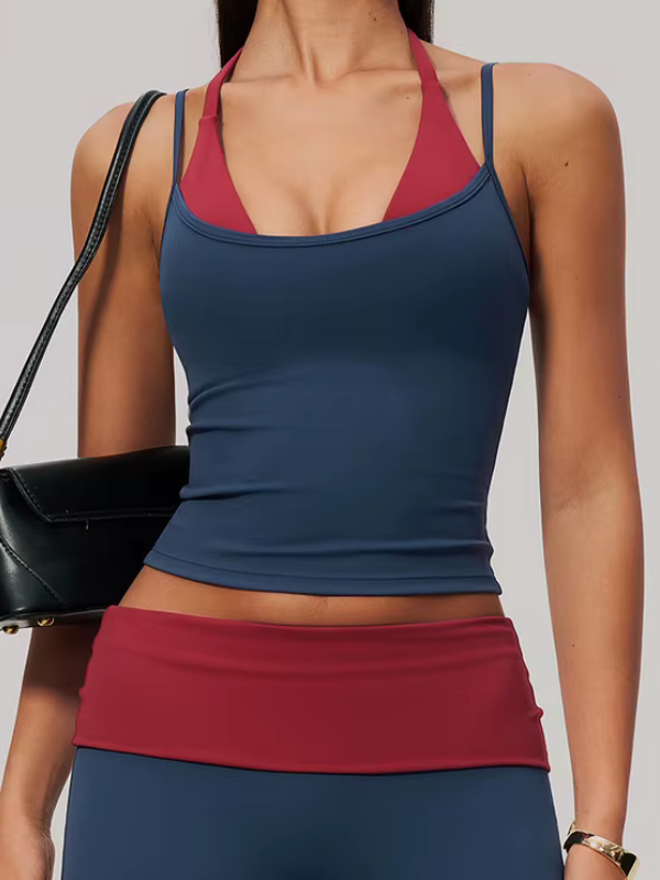 Débardeur Yoga Brassière Intégrée - bleu marine / S