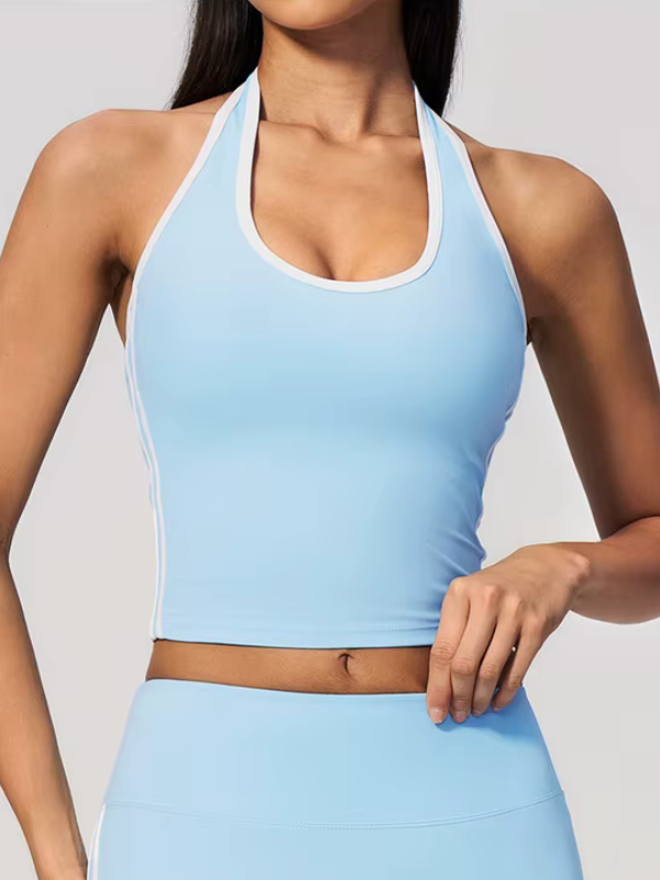 Débardeur Yoga Col Halter - bleu clair / S