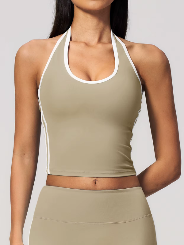 Débardeur Yoga Col Halter - kaki / S