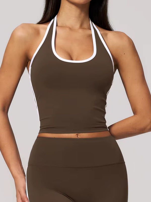 Débardeur Yoga Col Halter - marron / S