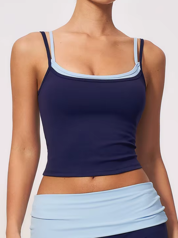 Débardeur Yoga Double Bretelle - bleu marine / S