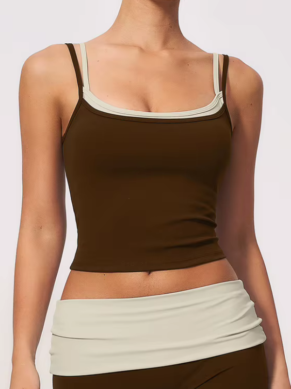 Débardeur Yoga Double Bretelle - marron / S