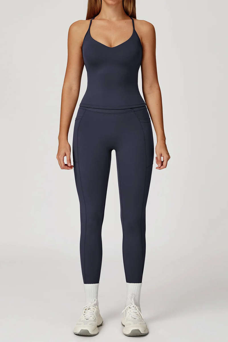 Ensemble Brassière Legging Sport - bleu marine / S