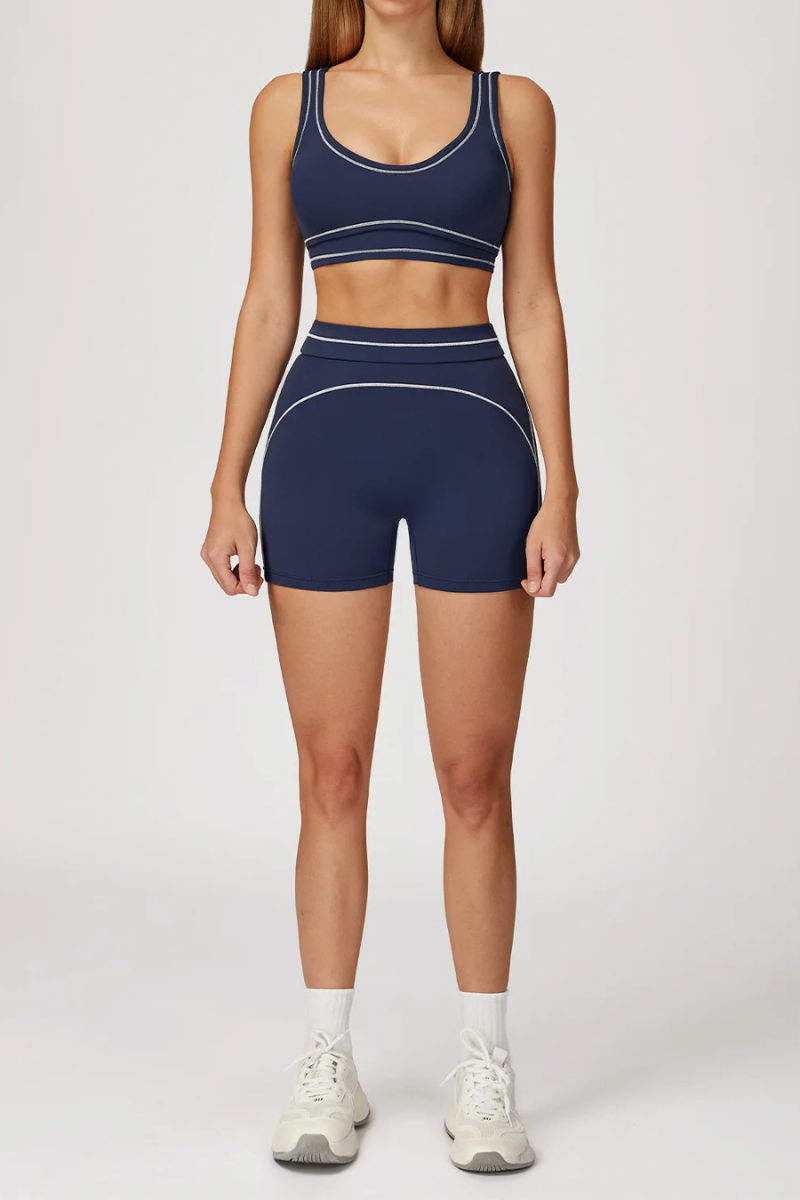 Ensemble Shorty Brassiere Sport - bleu marine / S