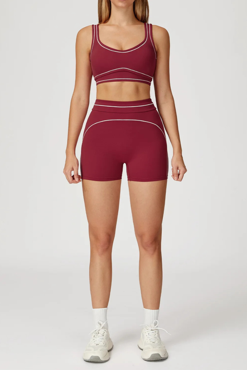 Ensemble Shorty Brassiere Sport - bordeaux / S