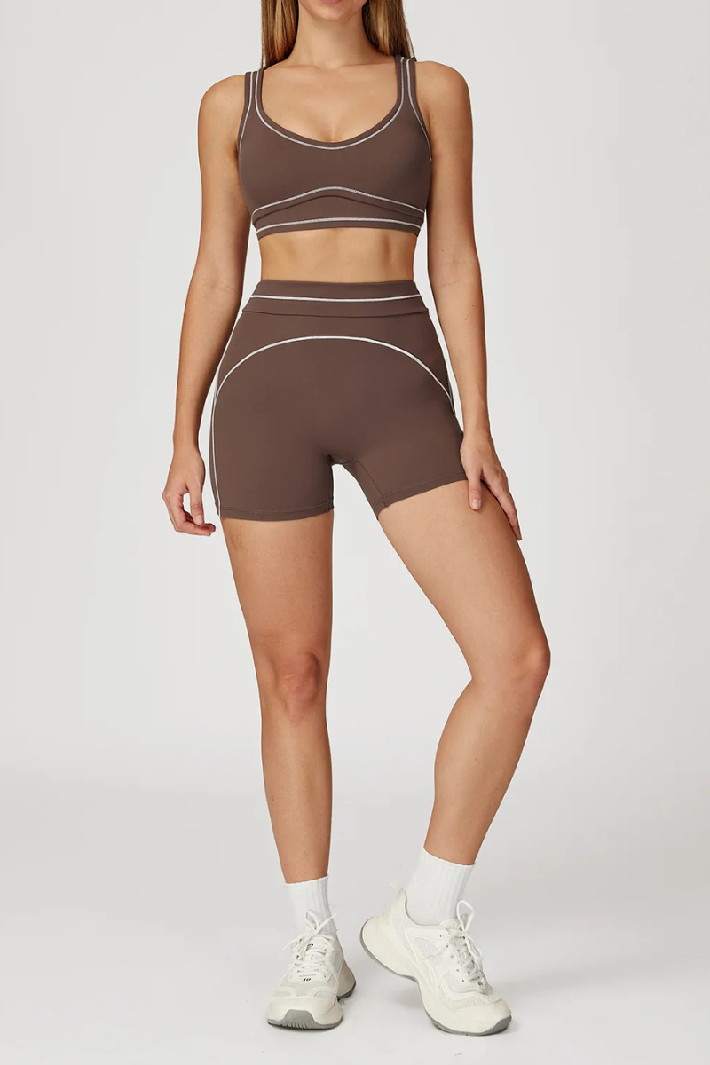 Ensemble Shorty Brassiere Sport - marron / S
