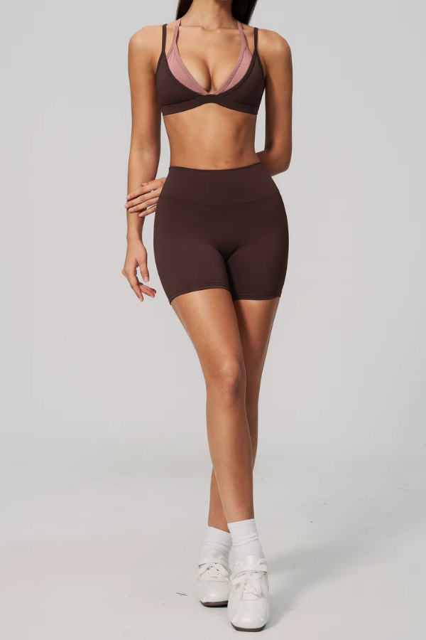 Ensemble Yoga Bicolore - marron foncé 2 / S