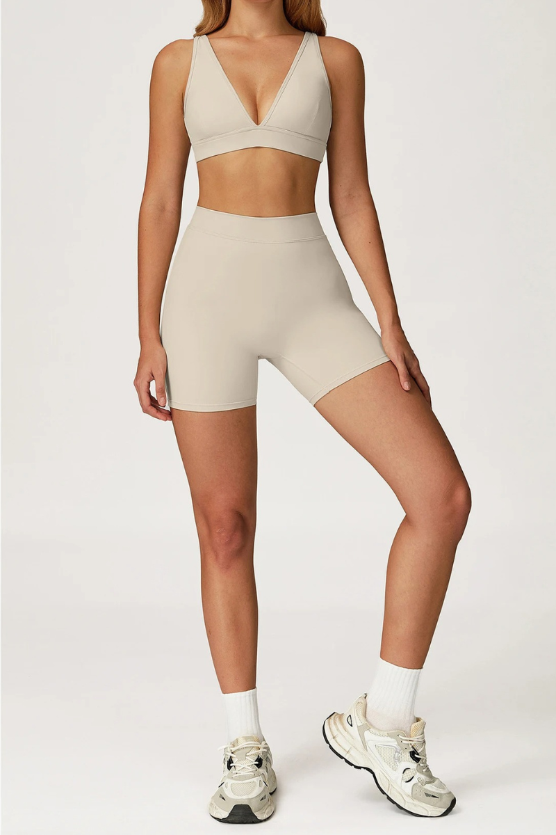 Ensemble Yoga Brassière Triangle - beige / S