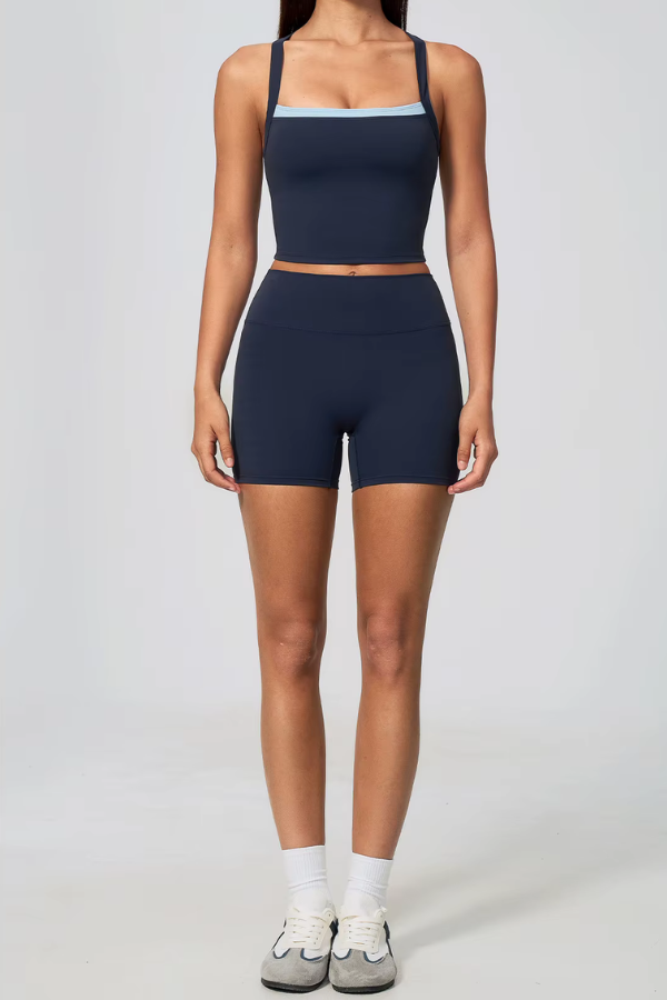 Ensemble Yoga Croisé - bleu marine / S