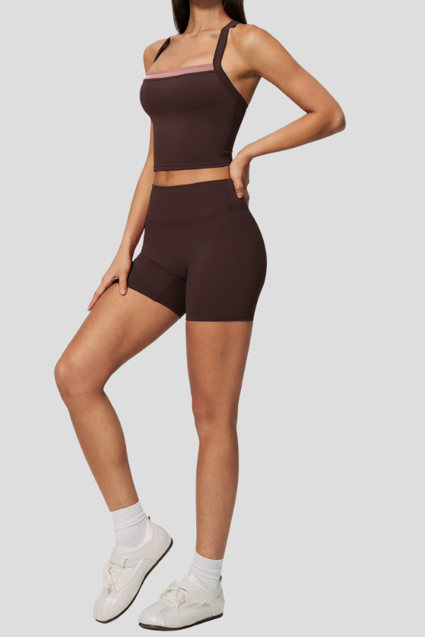 Ensemble Yoga Croisé - marron foncé 2 / S