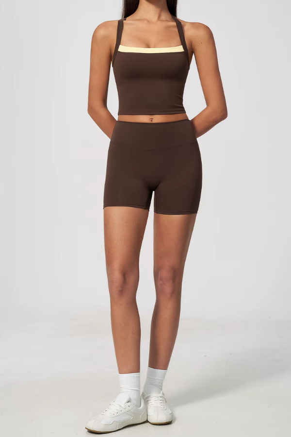 Ensemble Yoga Croisé - marron foncé / S