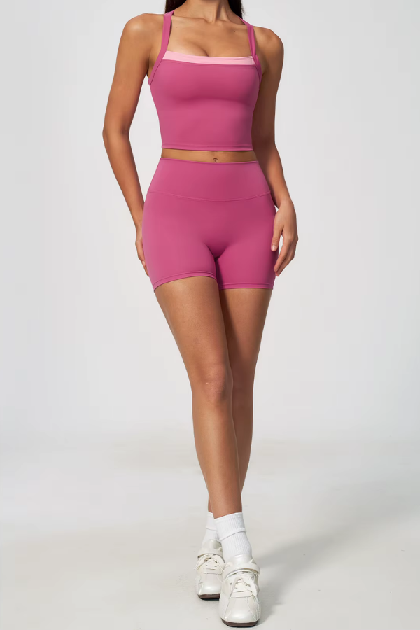 Ensemble Yoga Croisé - rose / S