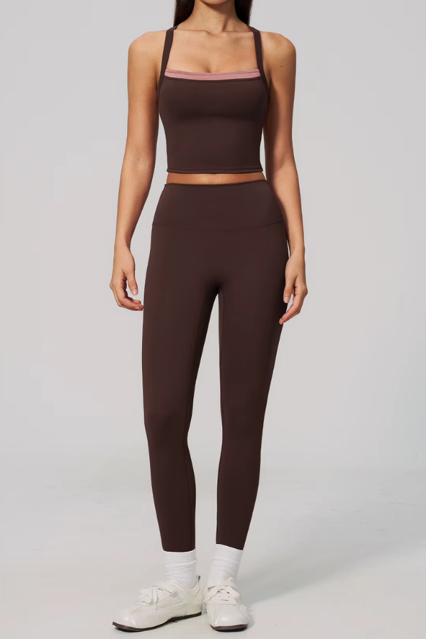 Ensemble Yoga Elégant - marron foncé 2 / S