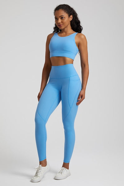Ensemble Yoga Legging & Brassière - bleu clair / S