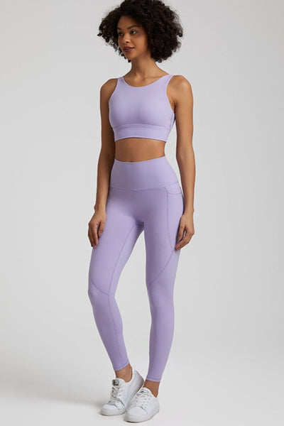 Ensemble Yoga Legging & Brassière - violet clair / S
