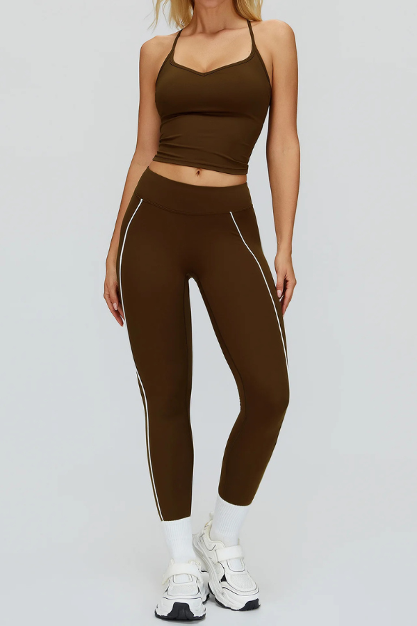 Ensemble Yoga Legging Débardeur - marron / S