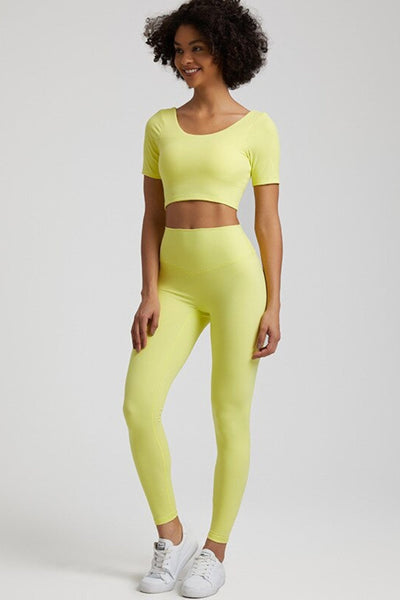 Ensemble Yoga Legging & T-shirt - jaune / S