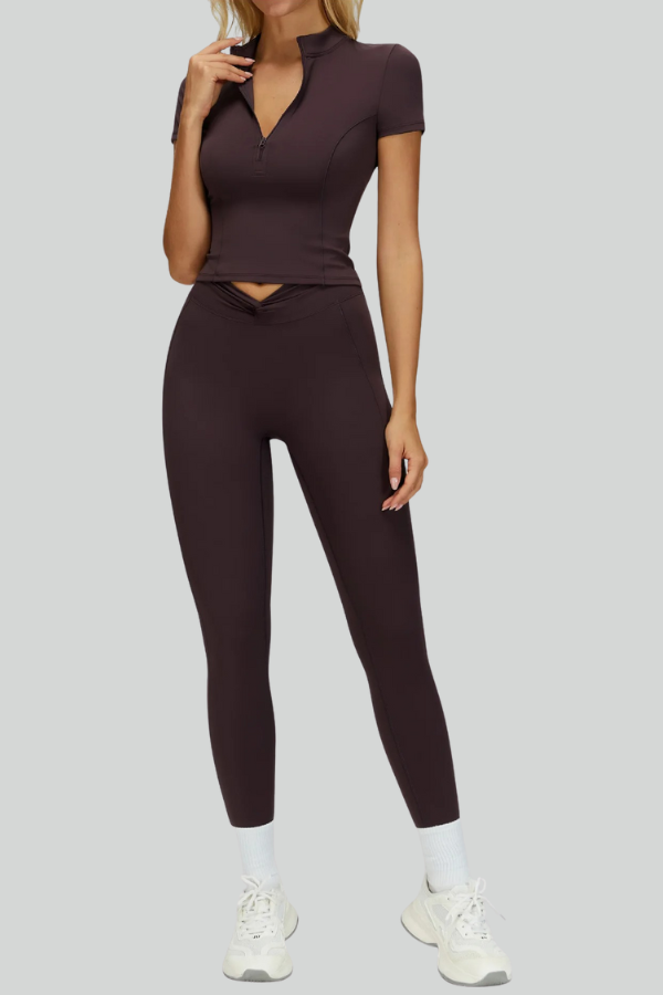 Ensemble Yoga Legging T-shirt - prune profond / S