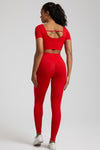Ensemble Yoga Legging & T-shirt - rouge / S