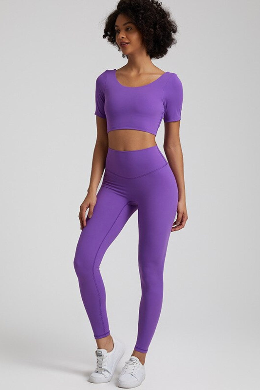 Ensemble Yoga Legging & T-shirt - violet / S