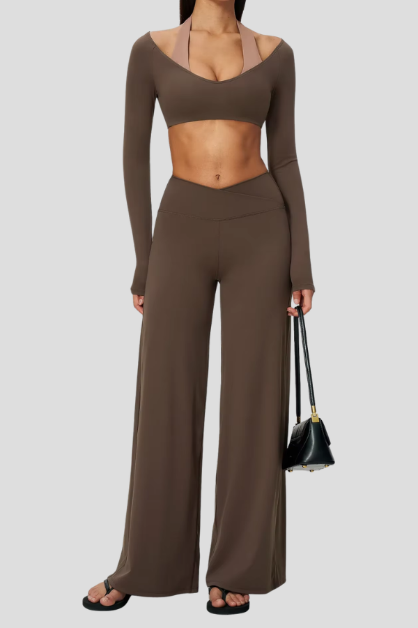Ensemble Yoga Manches Longues - marron / S