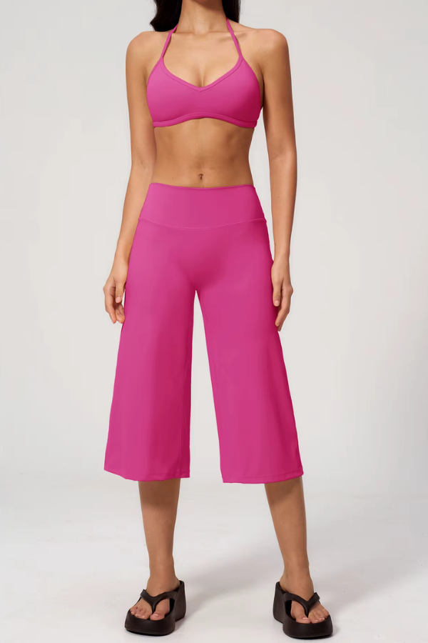 Ensemble Yoga Pantacourt Ample - rose / S