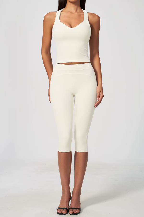 Ensemble Yoga Pantacourt Sculptant - beige / S