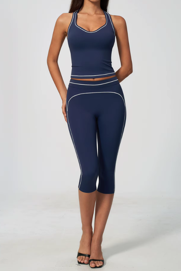 Ensemble Yoga Pantacourt Sculptant - bleu marine / S