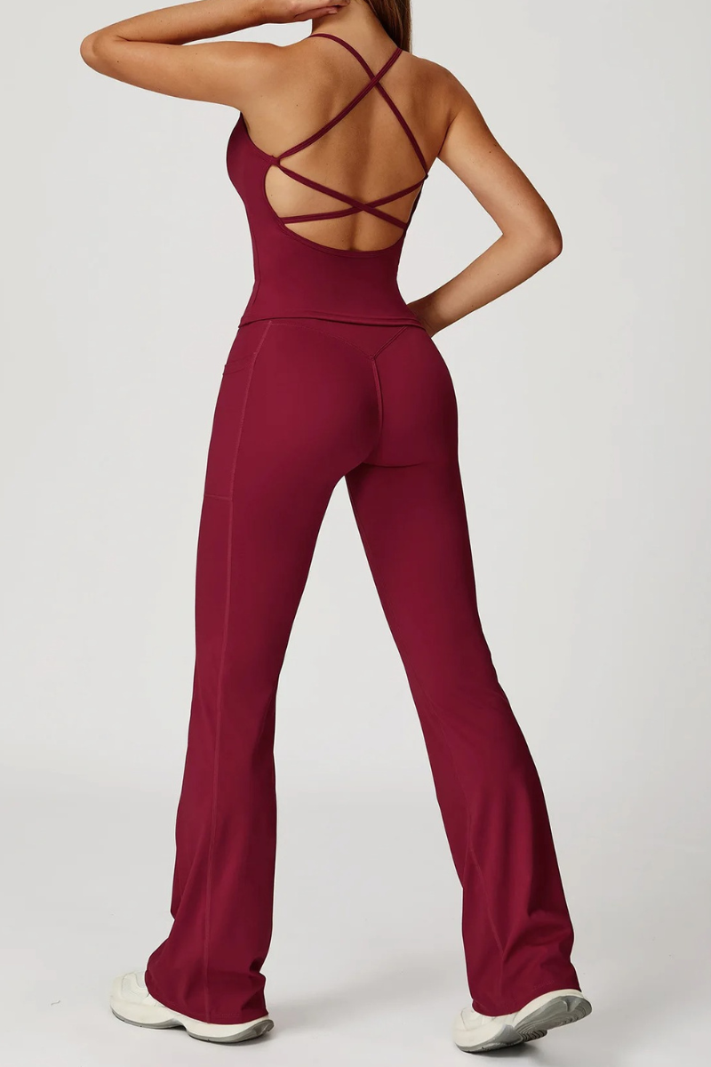 Ensemble Yoga Pantalon Evasé - bordeaux / S
