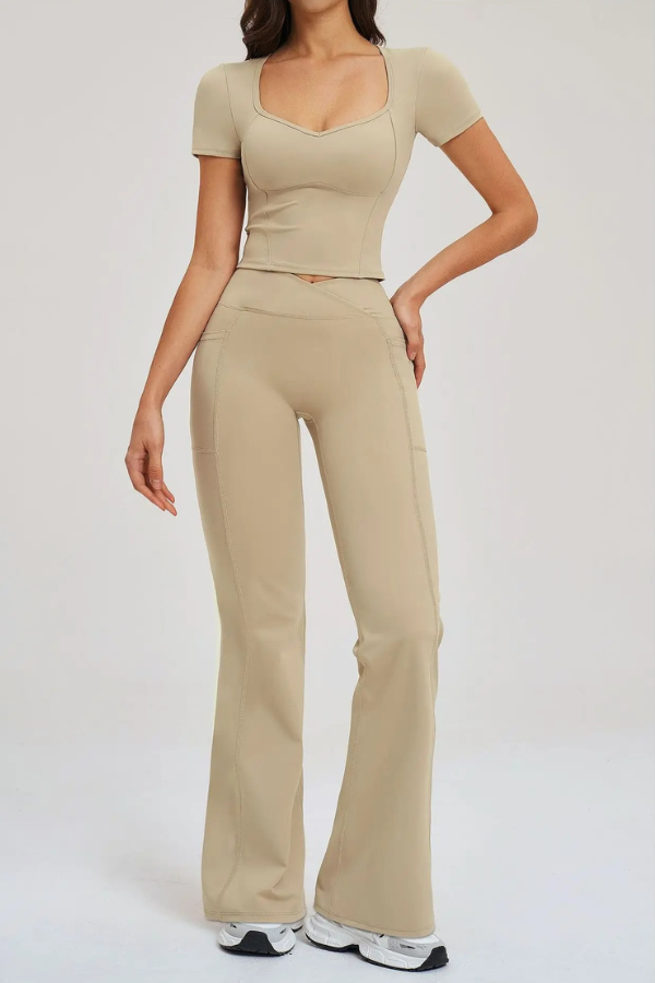 Ensemble Yoga Pantalon T-Shirt - beige / S