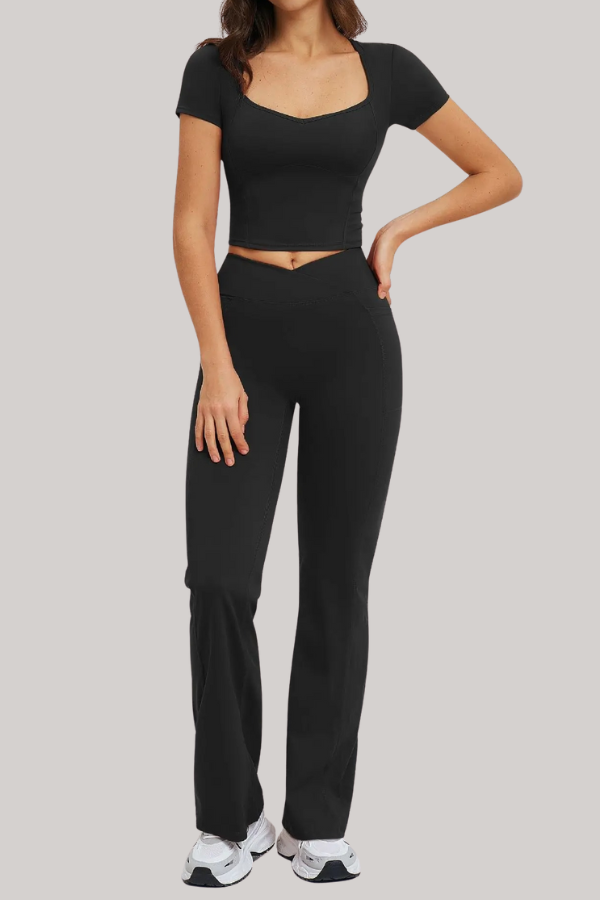 Ensemble Yoga Pantalon T-Shirt - noir / S